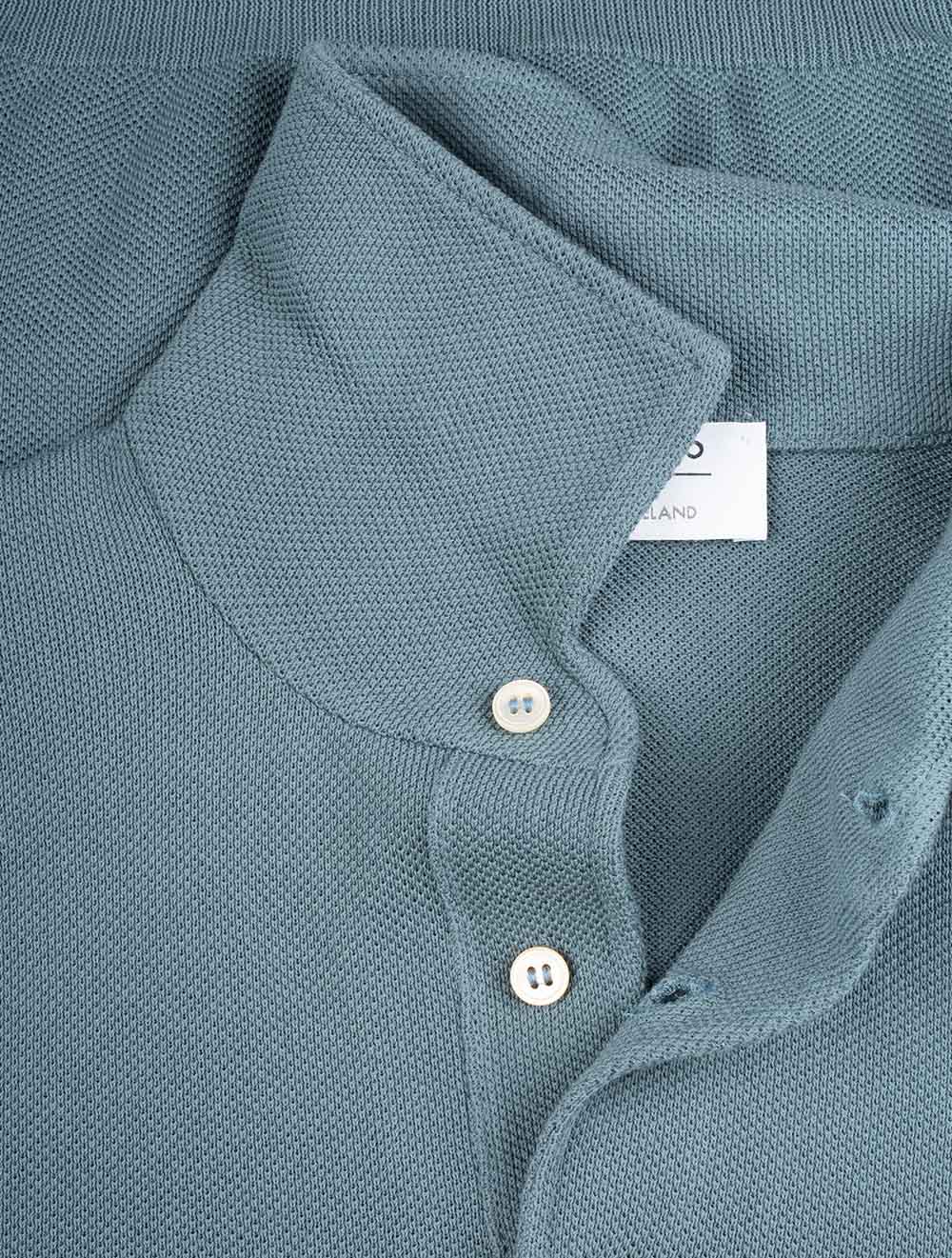 Weave Short Sleeve 3 Button Polo Green