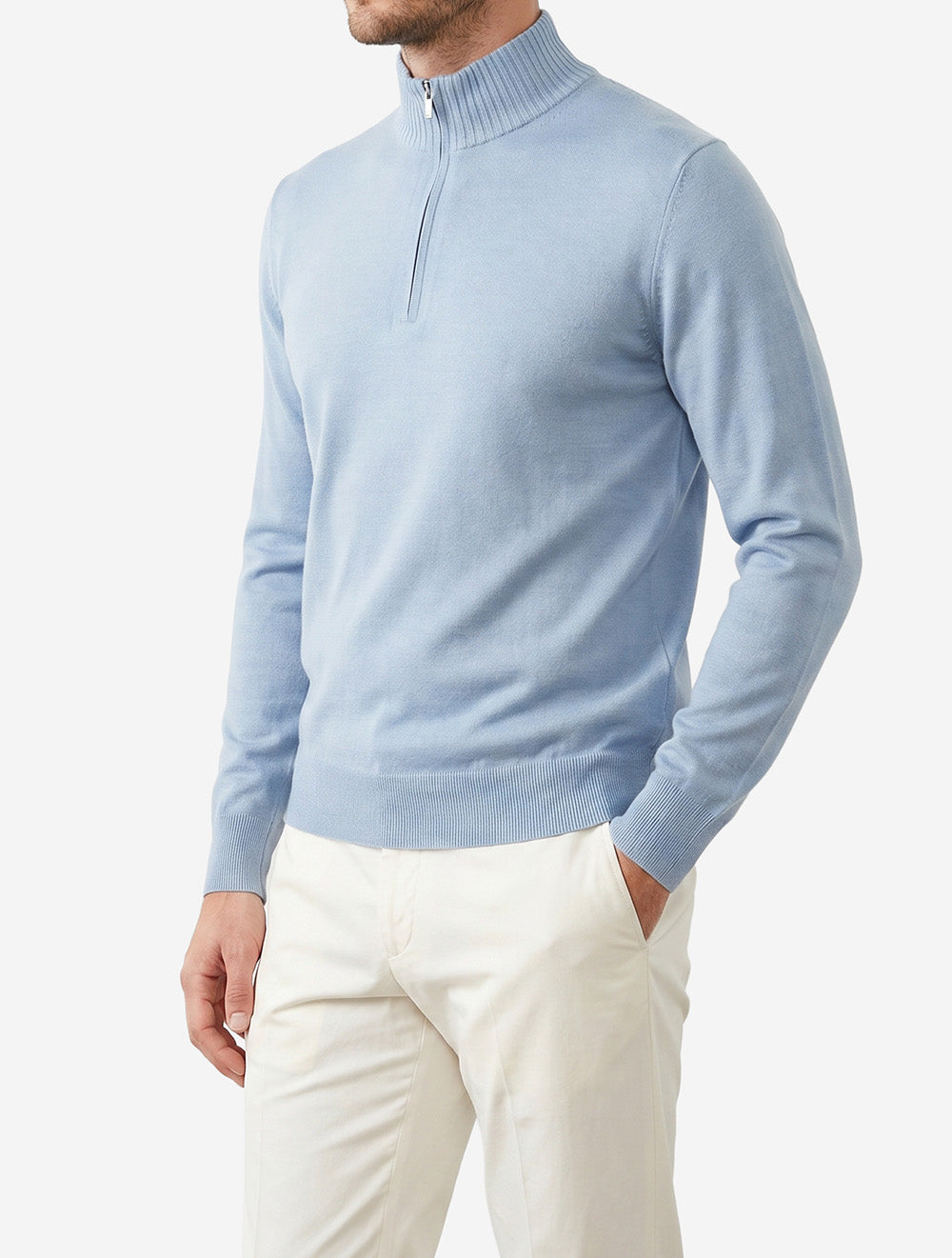Mock Zip Knitwear Light blue