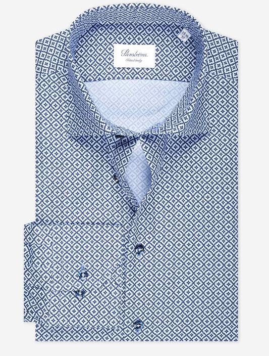STENSTROMS Patterned Oxford Shirt Blue