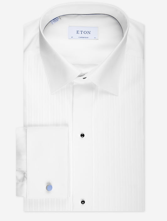 ETON Contemporary Plisse Tuxedo Shirt White