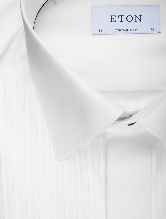 ETON Contemporary Plisse Tuxedo Shirt White