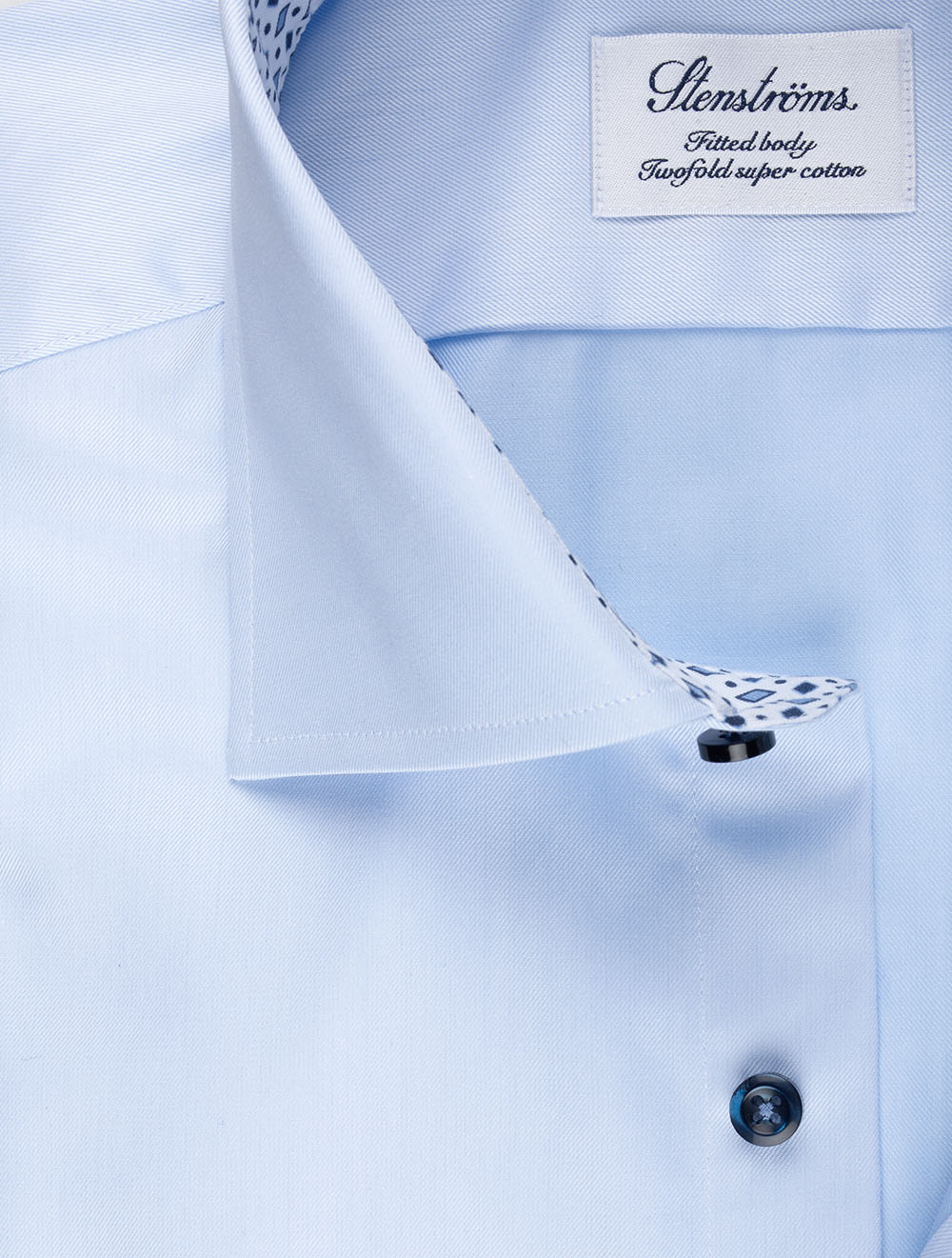 Stenstroms Blue Plain With Inlay Fitted Body Shirt AI1
