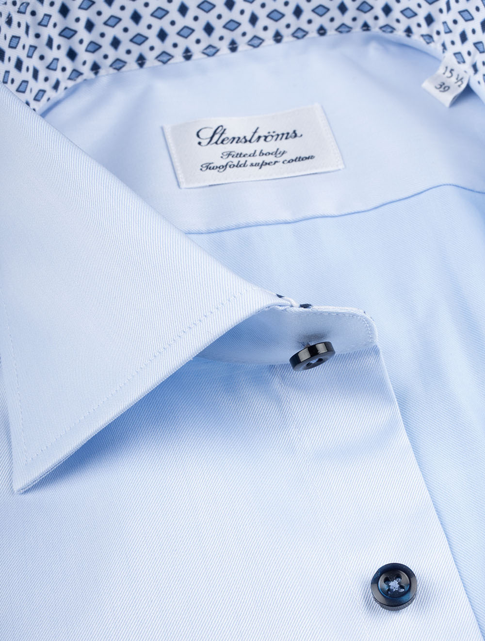 Stenstroms Blue Plain With Inlay Fitted Body Shirt AI2