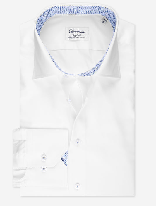 STENSTROMS Fitted Plain With Inlay Shirt White