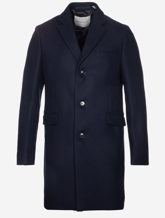 GANT Classic Tailored Fit Wool Topcoat Night Blue