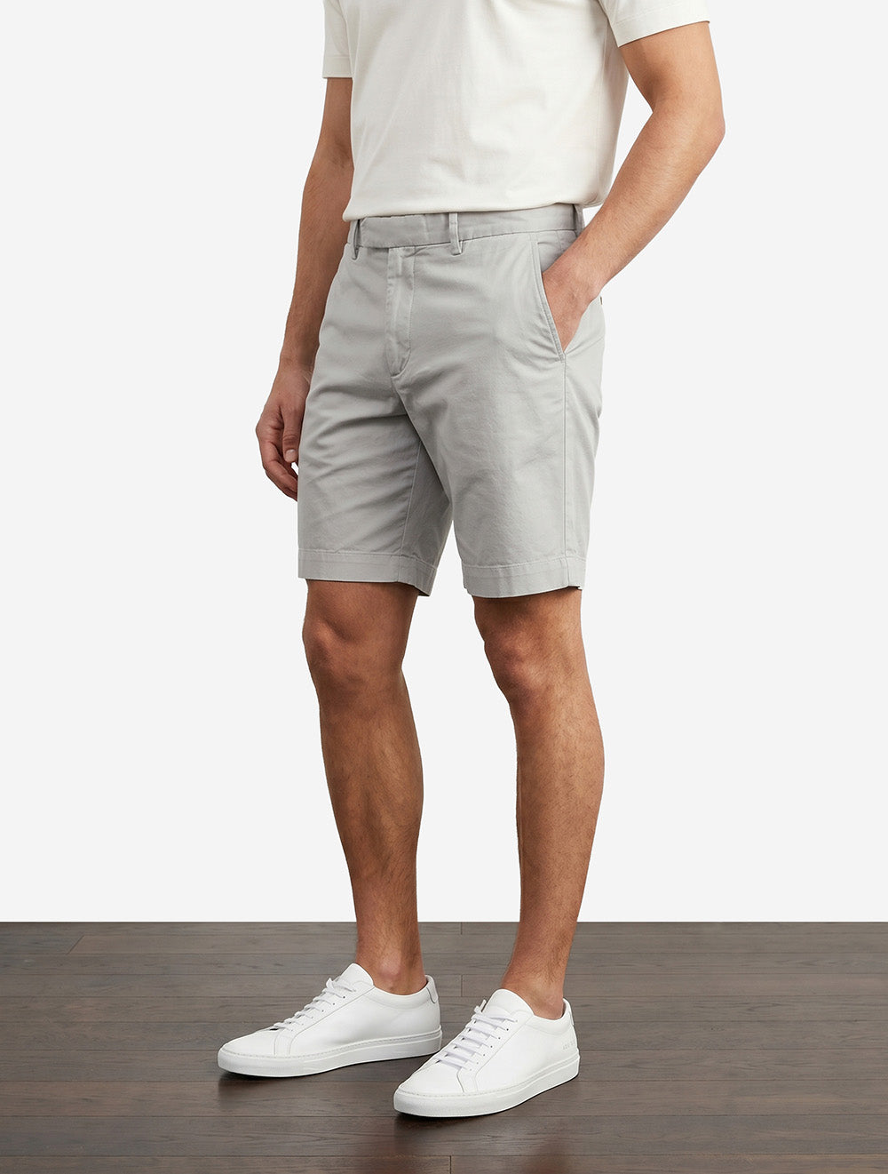 Short chino stretch slim gris