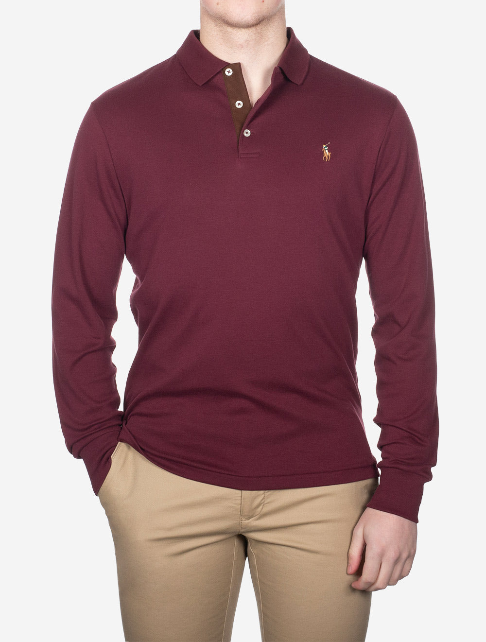 Slim Fit Pima Long Sleeve Polo Red