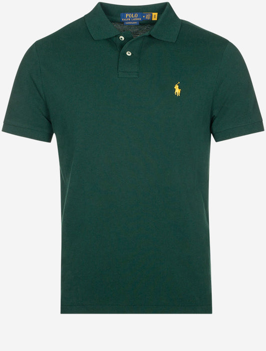 RALPH LAUREN Custom Slim Fit Mesh Polo Shirt Lush Green