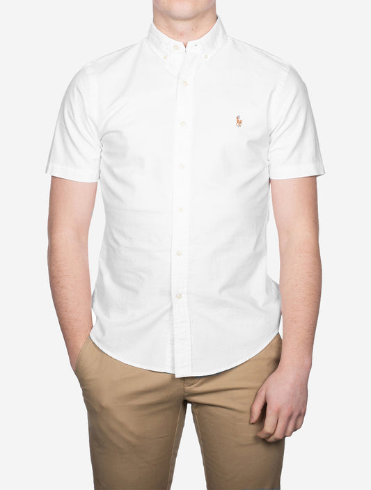 RALPH LAUREN Slim Oxford Short Sleeve Shirt Off White