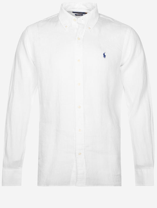 RALPH LAUREN Custom Fit Linen Shirt White