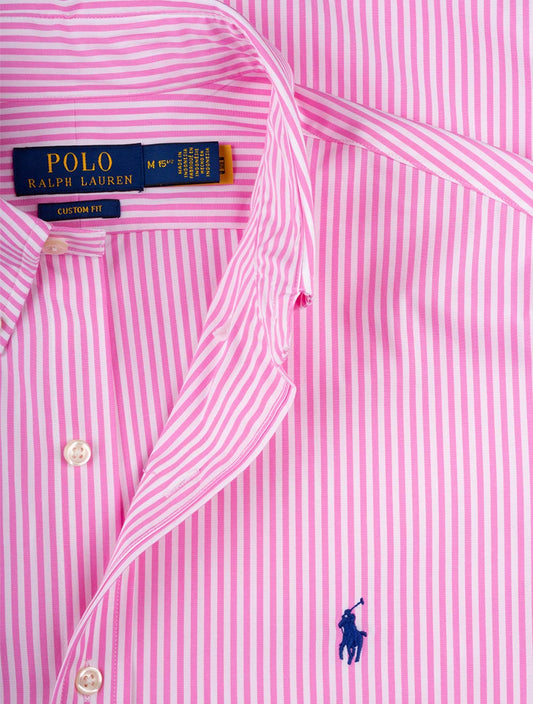 RALPH LAUREN Buttondown Stripe Shirt Pink White