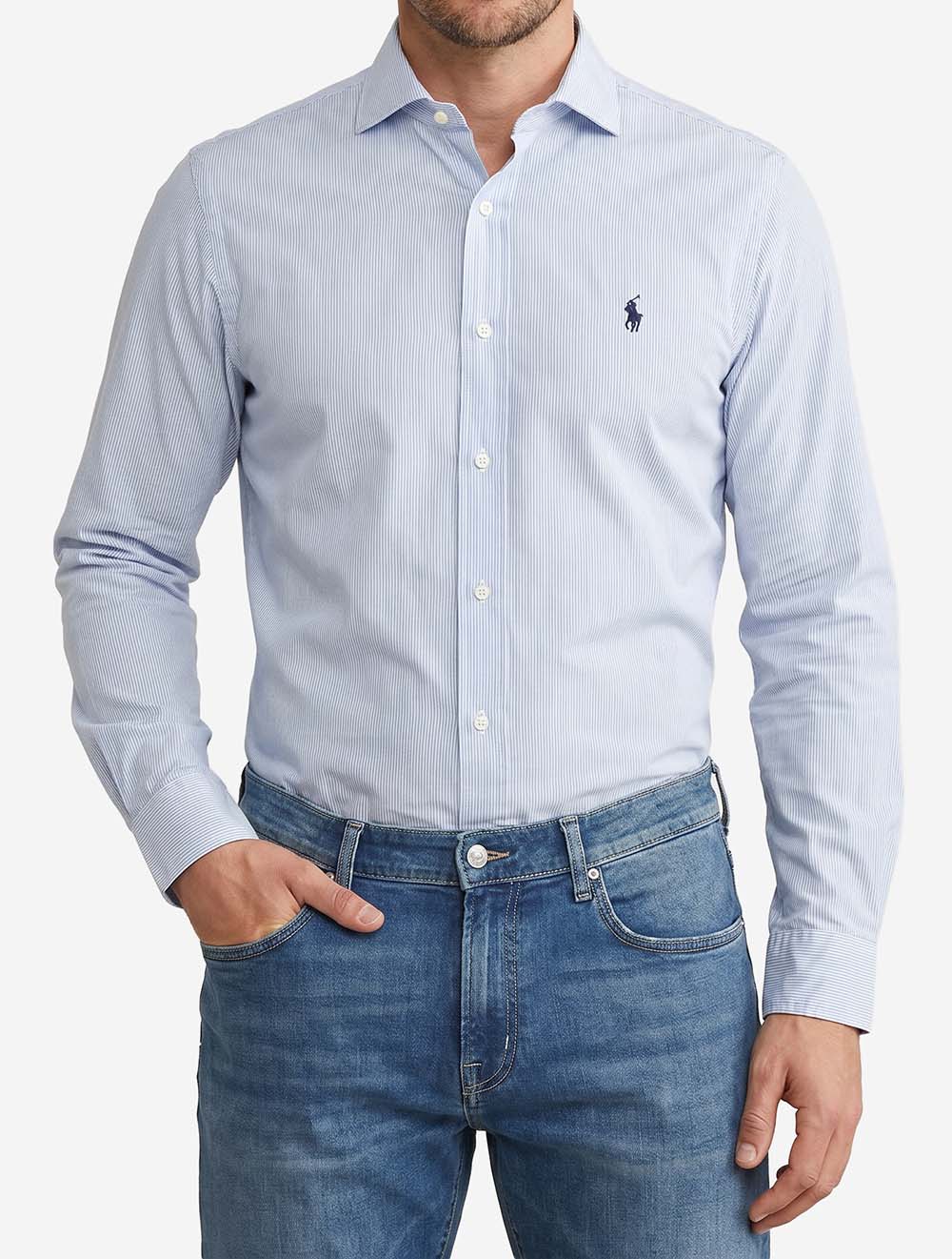 Pinstriped Linen Shirt Blue