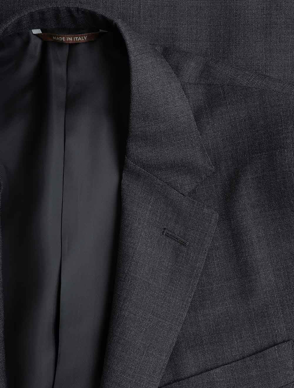 Plaid Check Suit Dark Grey