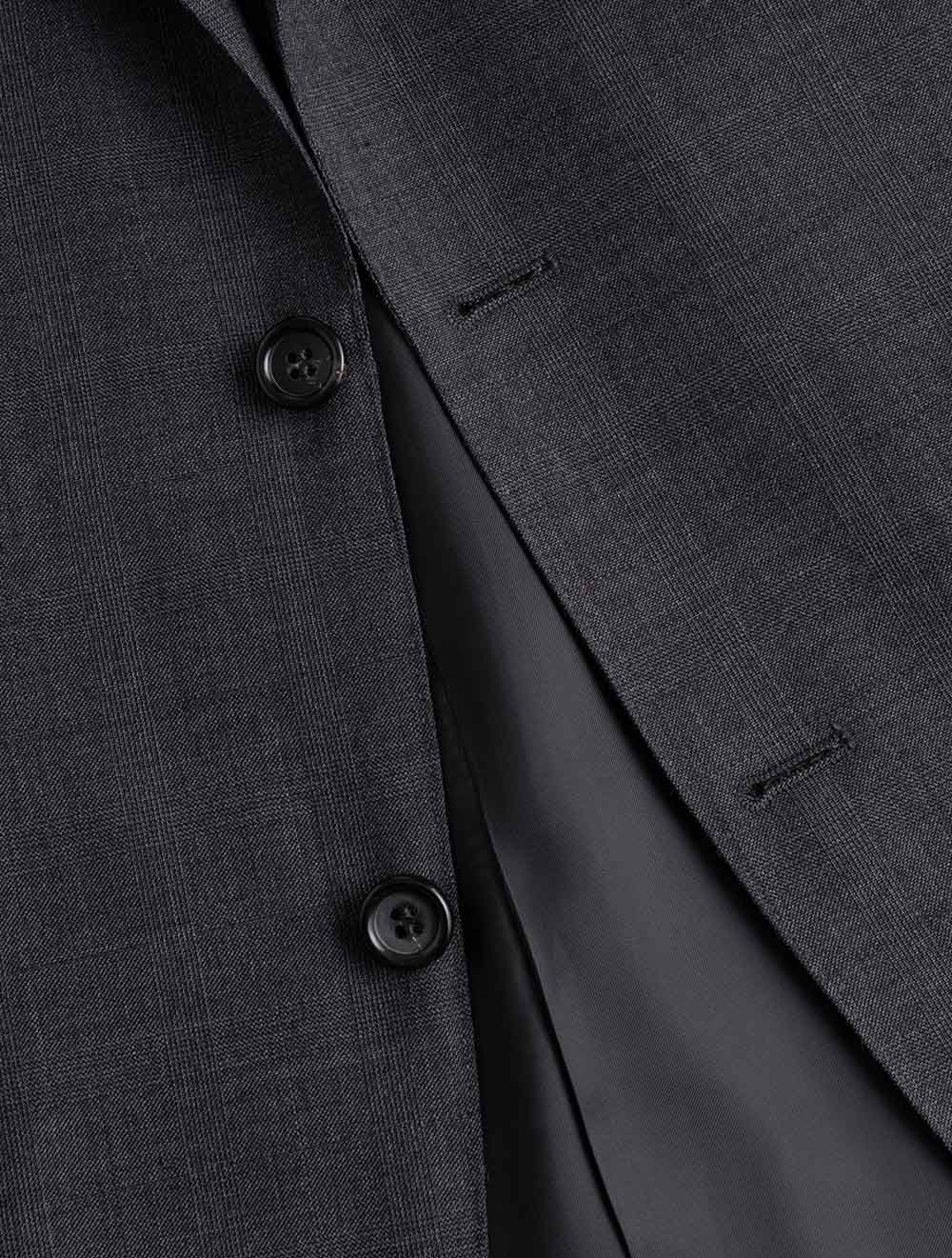 Plaid Check Suit Dark Grey