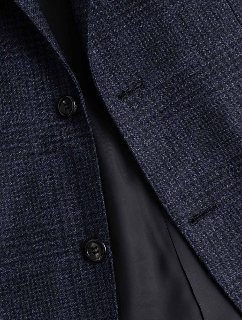 Check Wool Jacket Navy