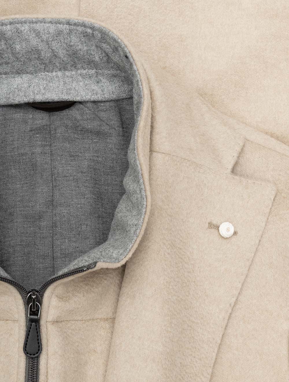Single Breasted Wool & Cashmere Blend Overcoat Beige