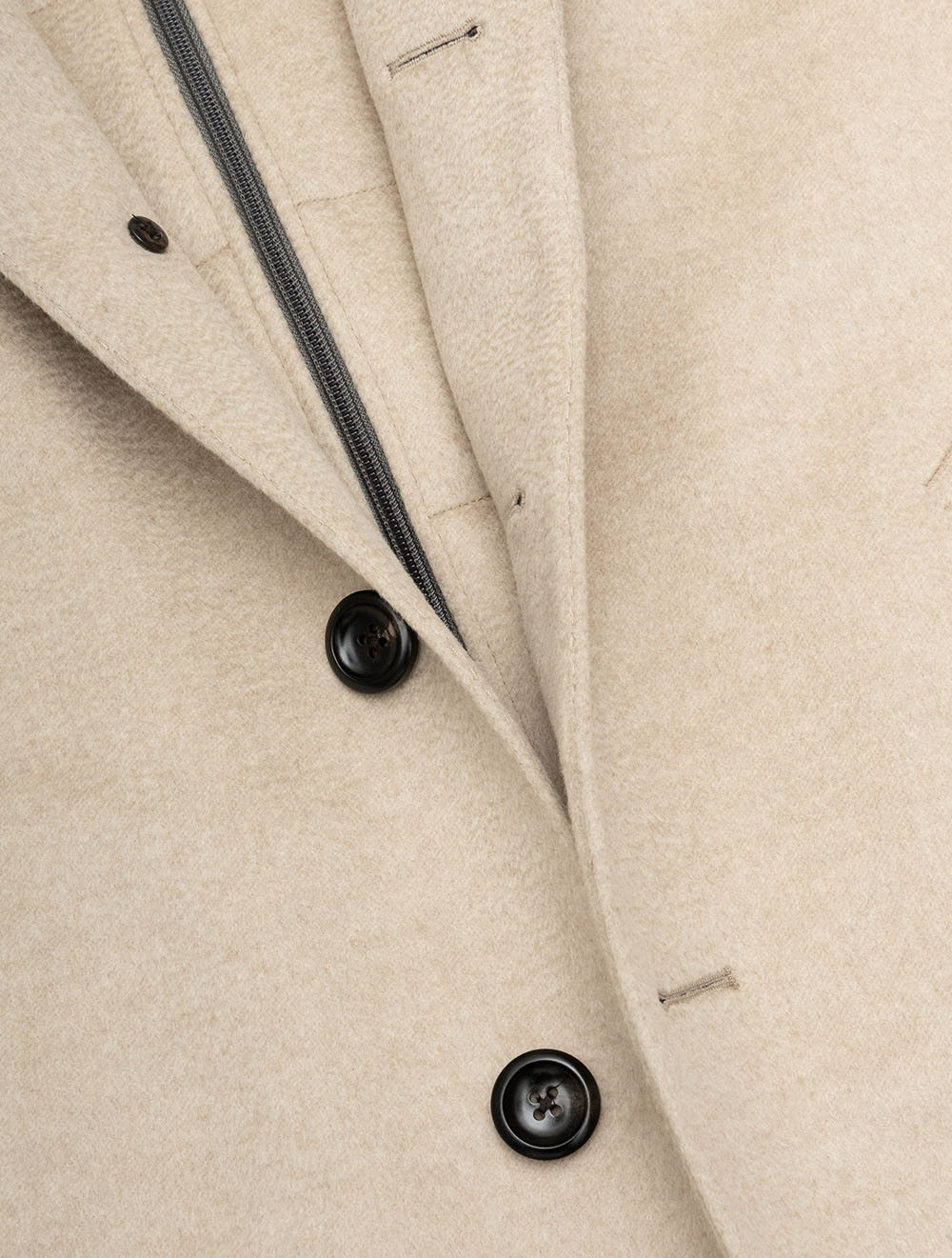 Single Breasted Wool & Cashmere Blend Overcoat Beige