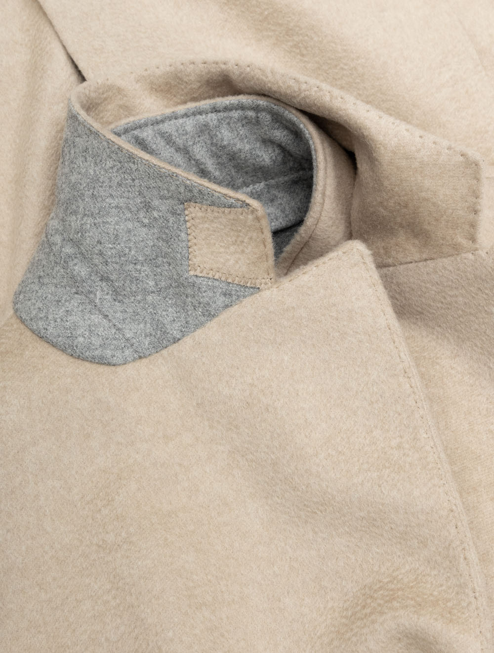 Single Breasted Wool & Cashmere Blend Overcoat Beige