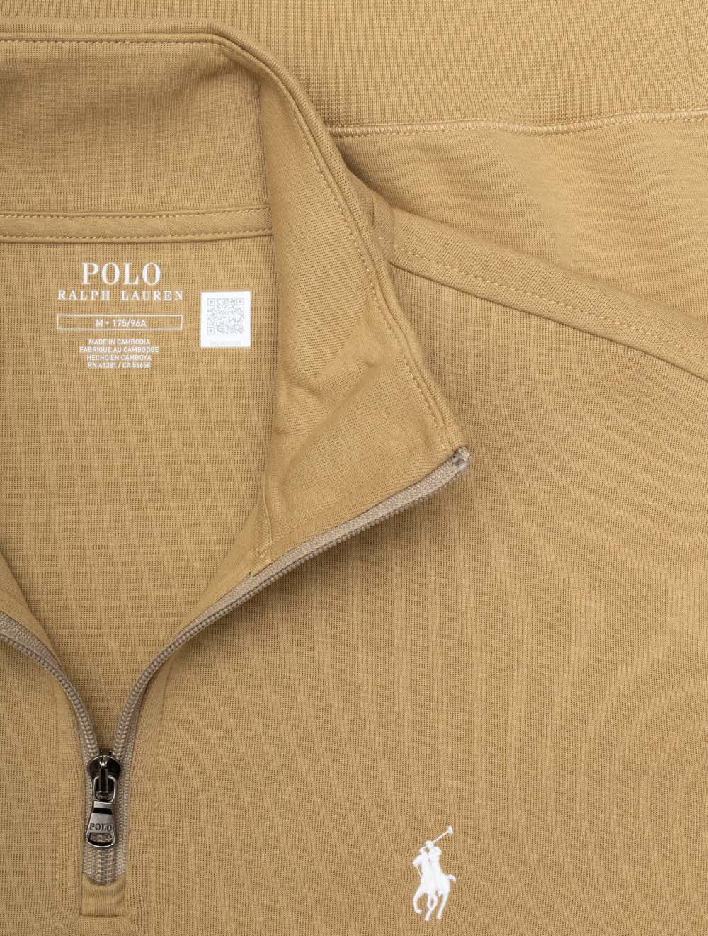 Double Knit Quarter Zip Pullover Tan