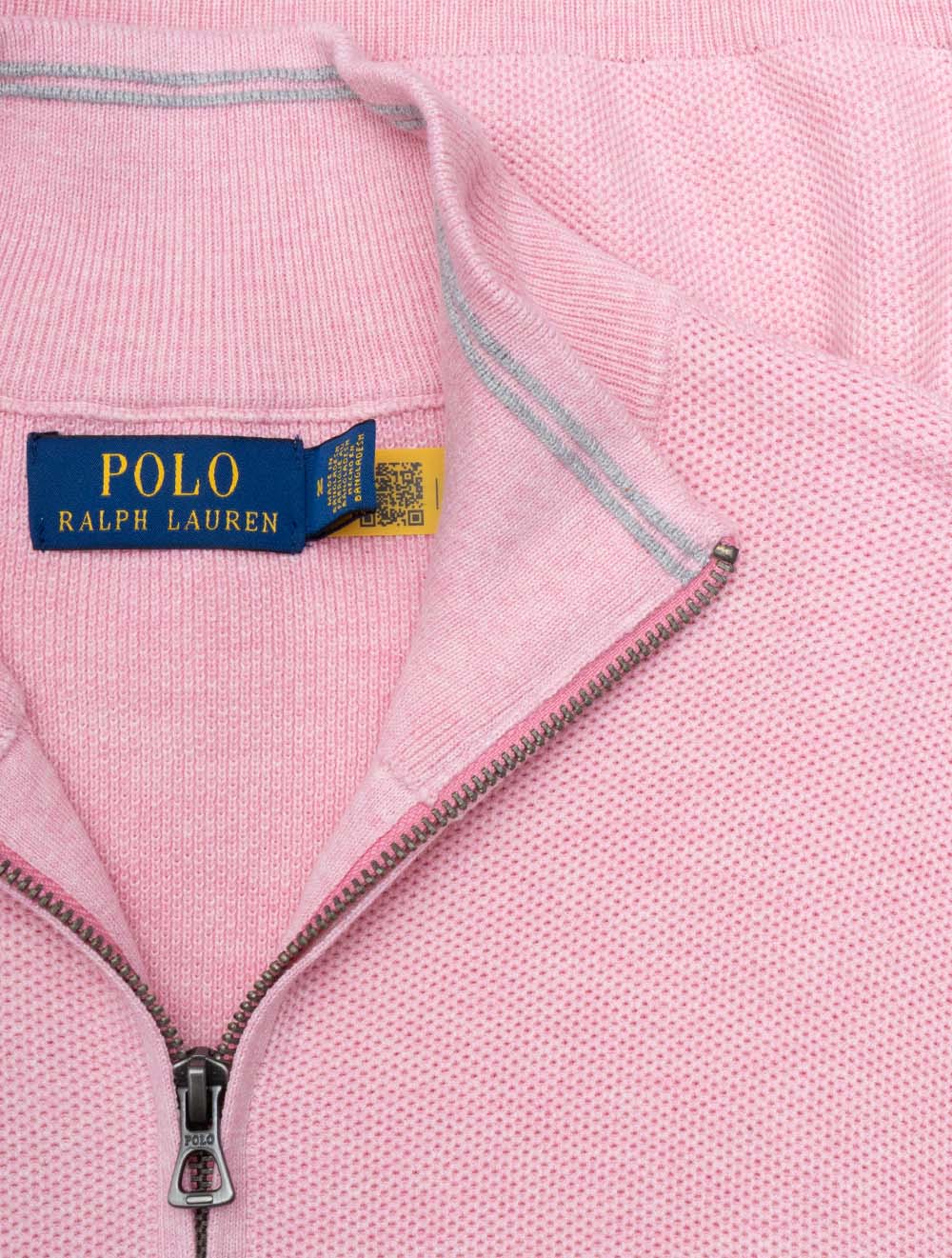 Half Zip Pique Pullover Pink