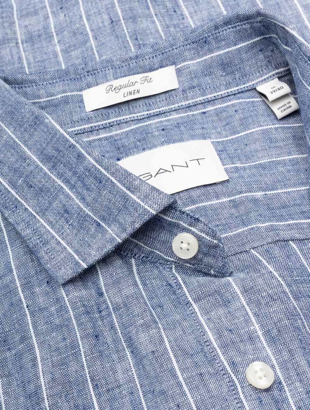 Regular Linen Stripe Shirt Persian Blue