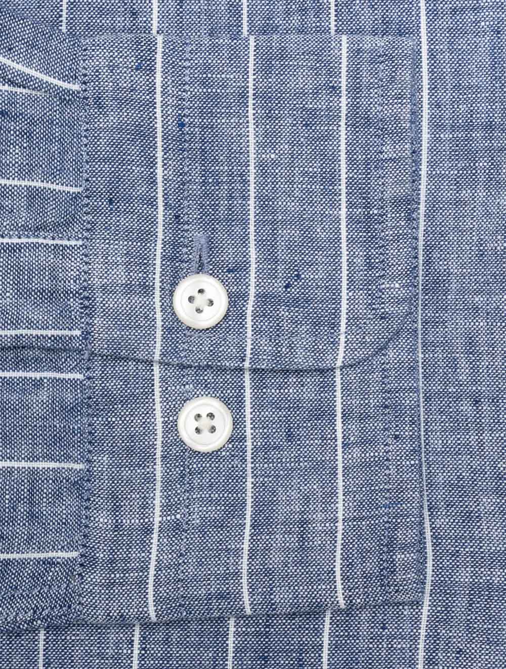 Regular Linen Stripe Shirt Persian Blue