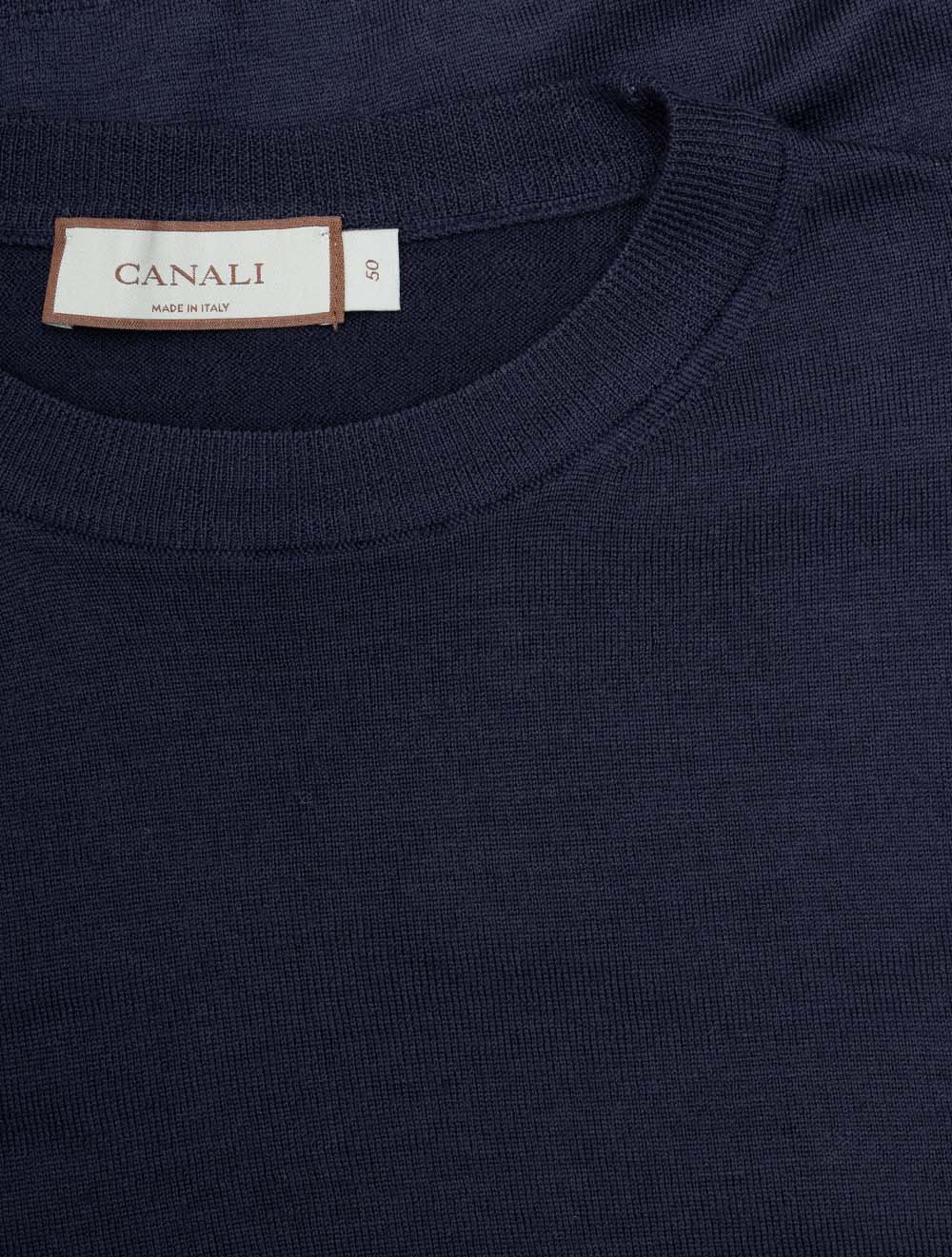 Pure Wool Crew Neck Knitwear Navy
