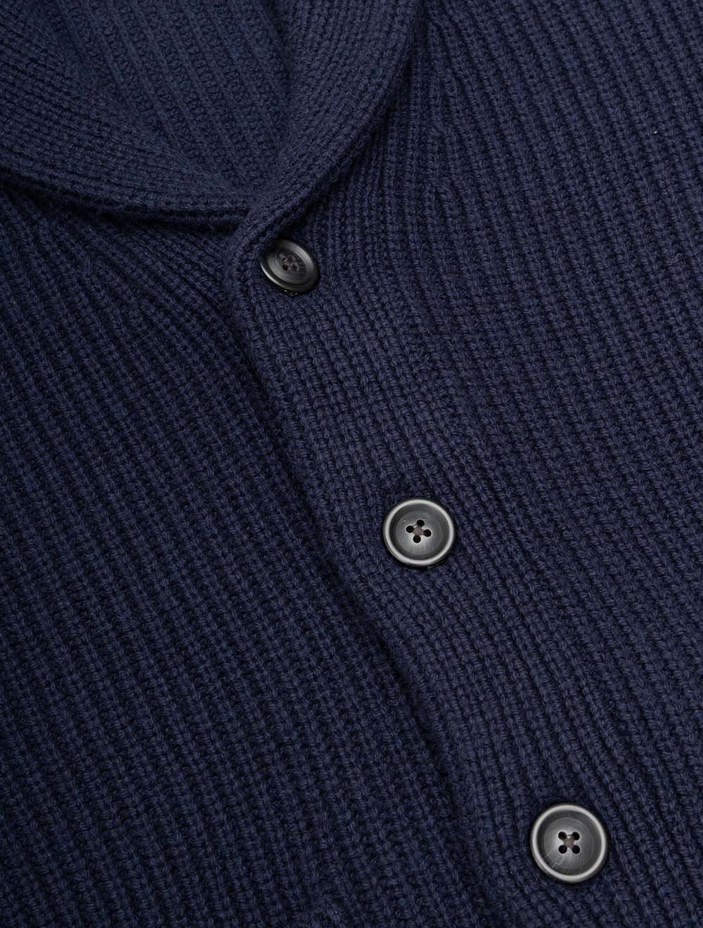Wool Blend Shawl Collar Cardigan Evening Blue
