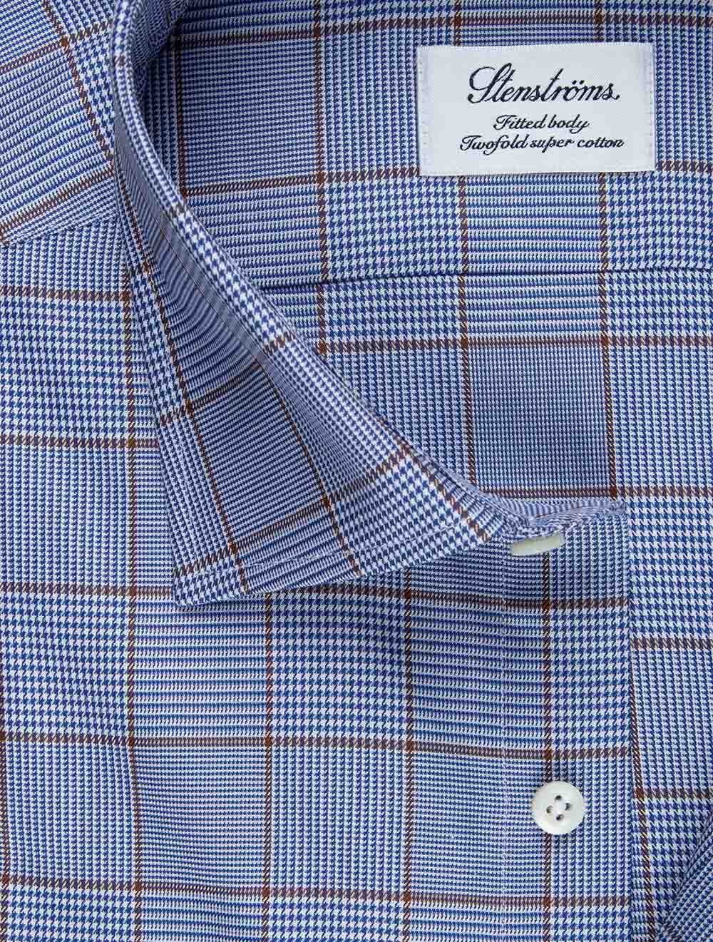 Fitted Box-Checked Twill Shirt Navy