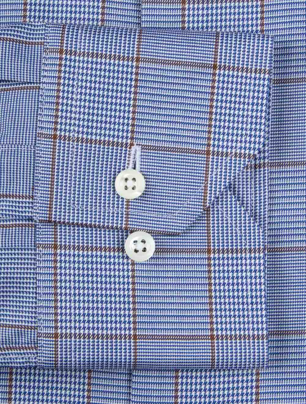 Fitted Box-Checked Twill Shirt Navy