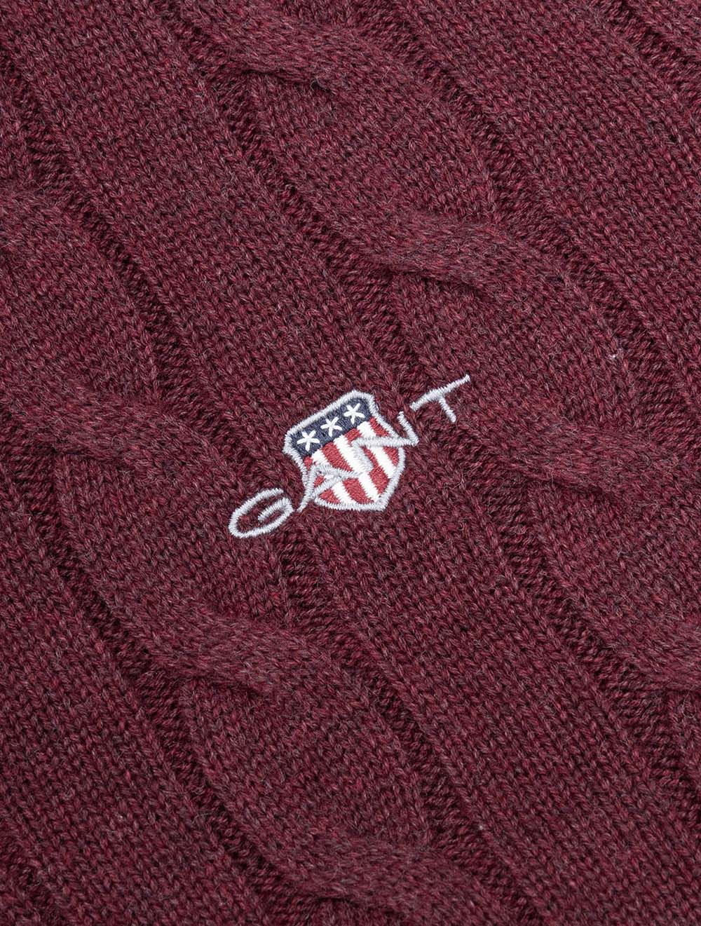 Demi-zip en coton torsadé bordeaux chiné