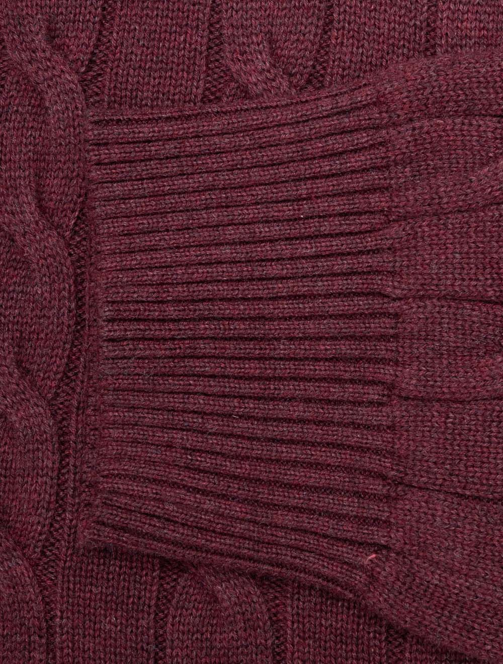 Demi-zip en coton torsadé bordeaux chiné