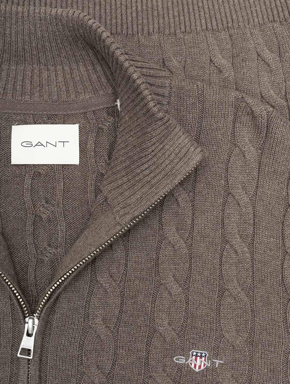 Cotton Cable Half Zip Seawood Melange