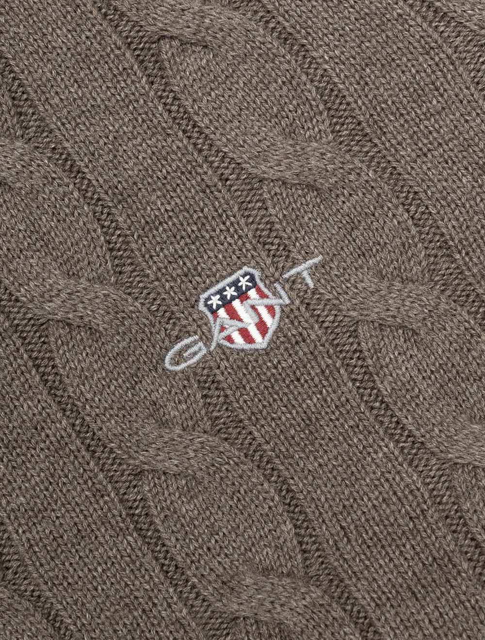 Cotton Cable Half Zip Seawood Melange