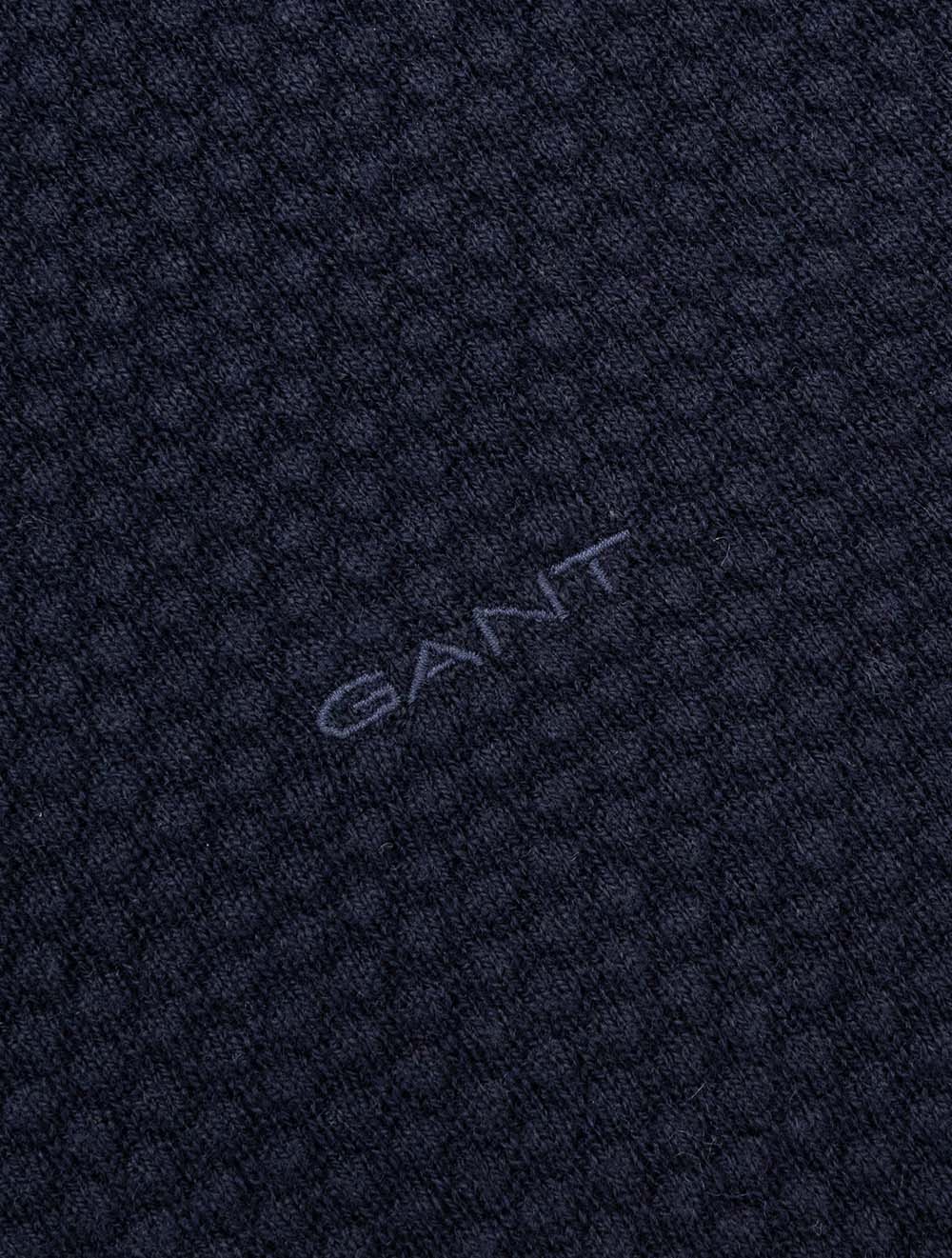 Textured Cotton Merino Half Zip Evening Blue