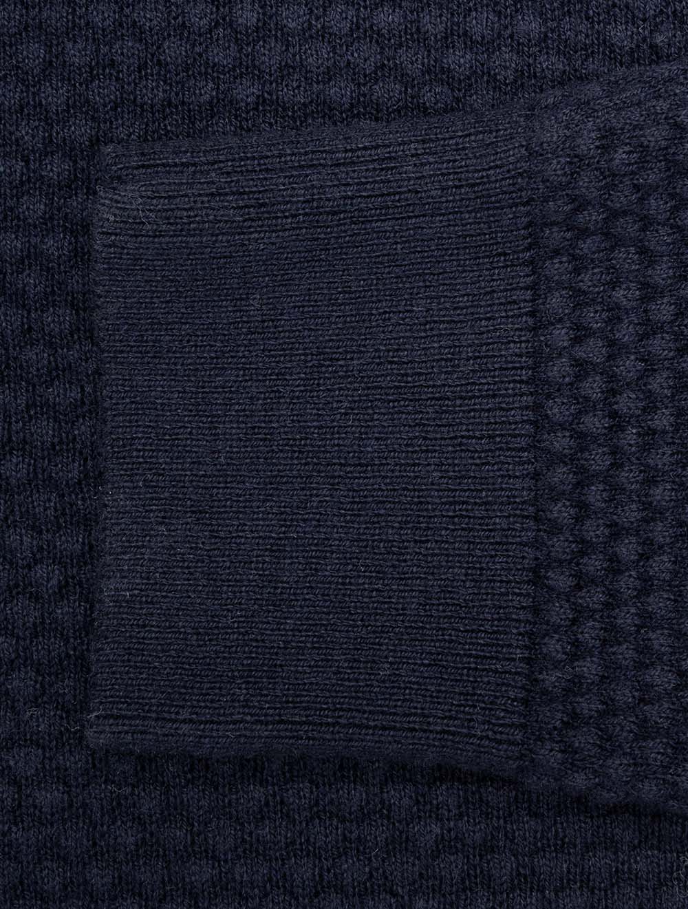 Textured Cotton Merino Half Zip Evening Blue