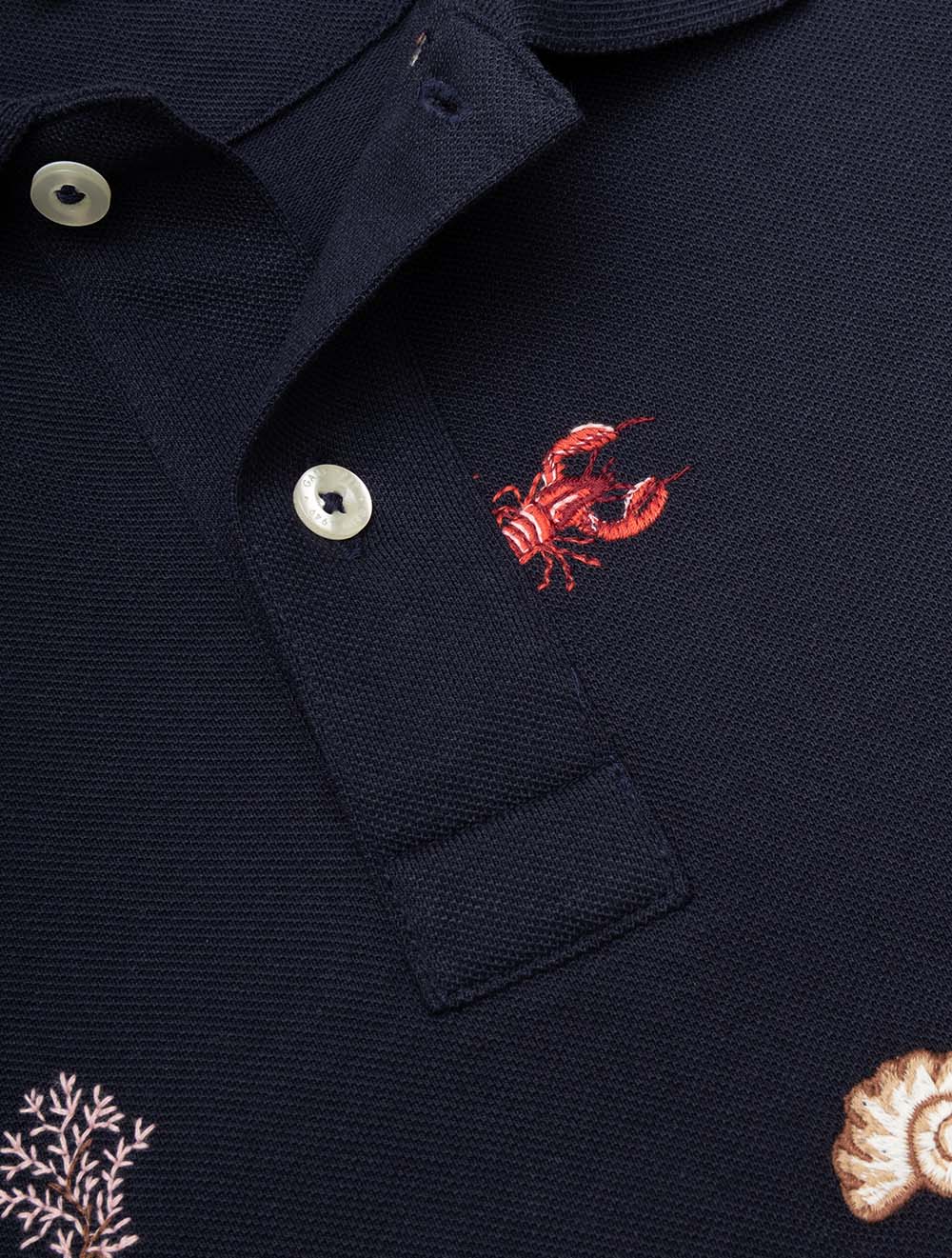 Embroidered Short Sleeve Polo Evening Blue
