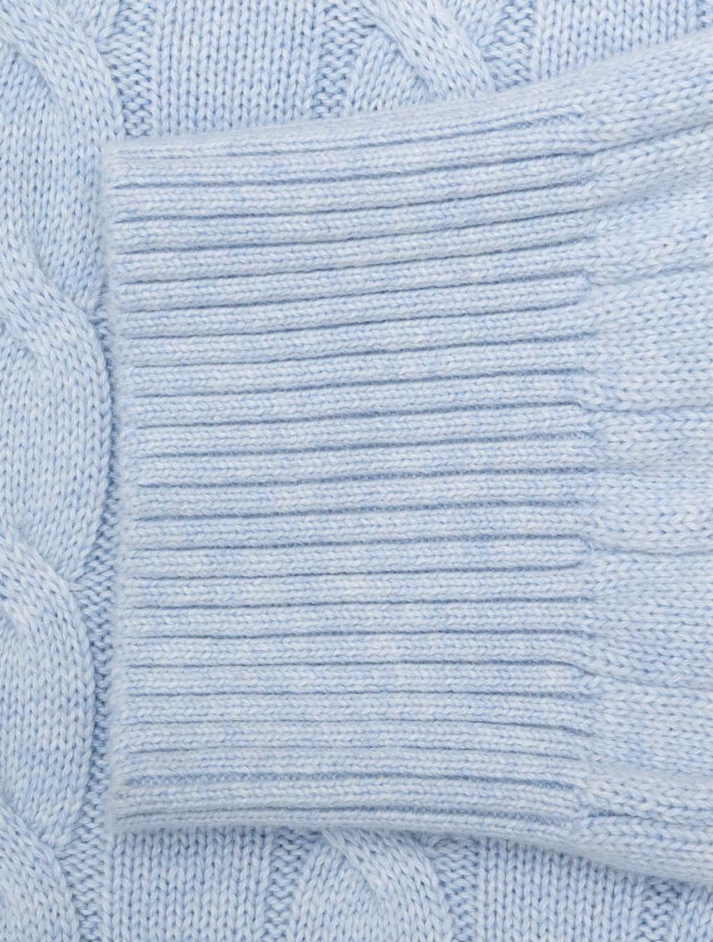 Cotton Cable Half Zip Ice Blue Melange