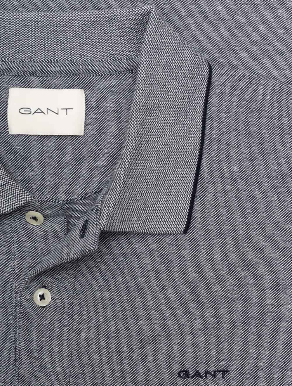 Two-Tone Short Sleeve Polo Evening Blue