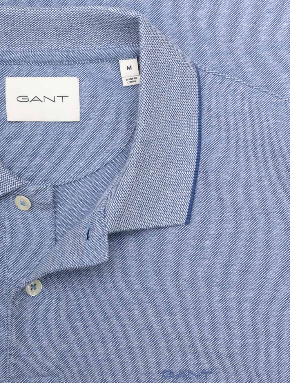 Two-Tone Short Sleeve Polo Vintage Blue
