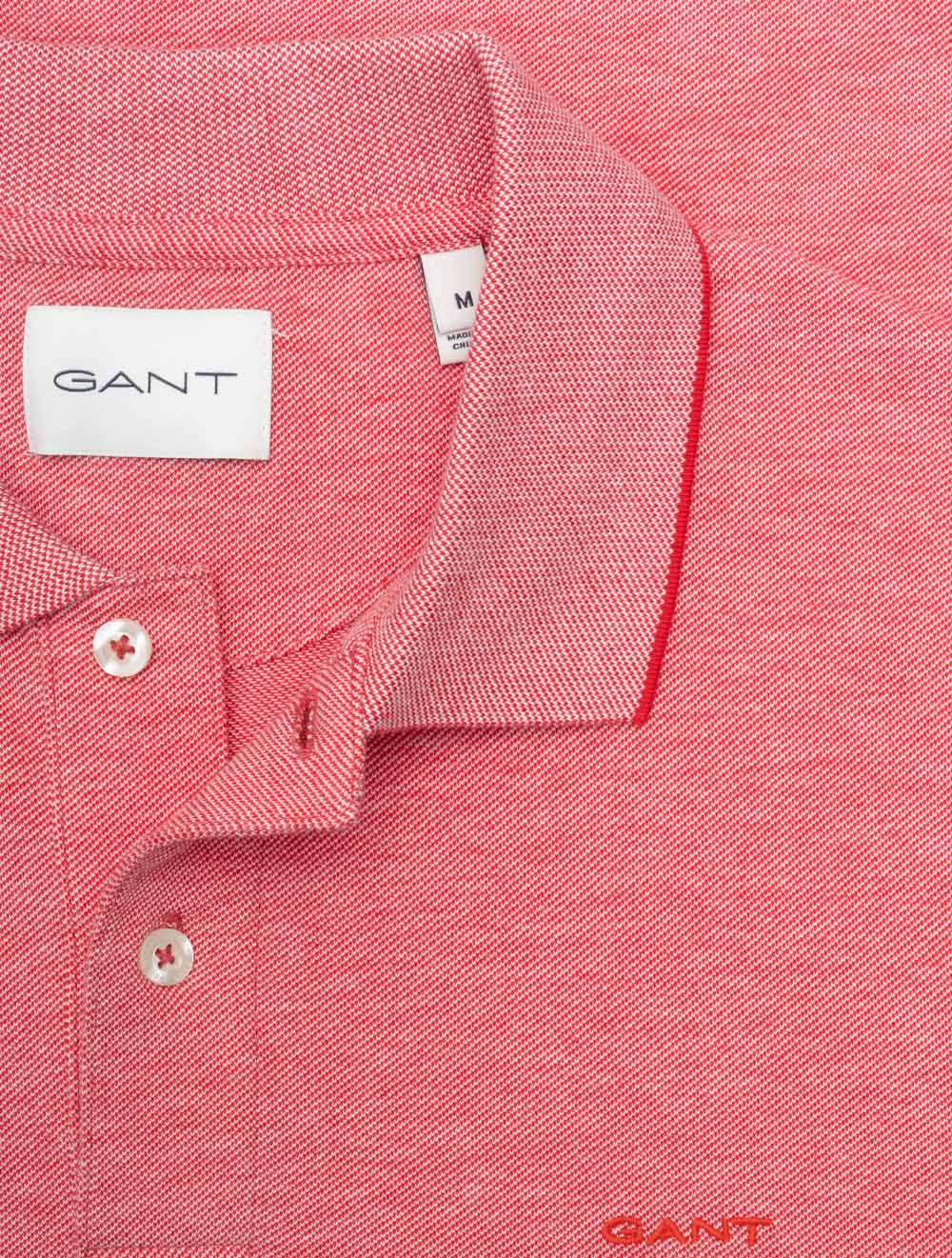 Two-Tone Short Sleeve Polo Rose Red