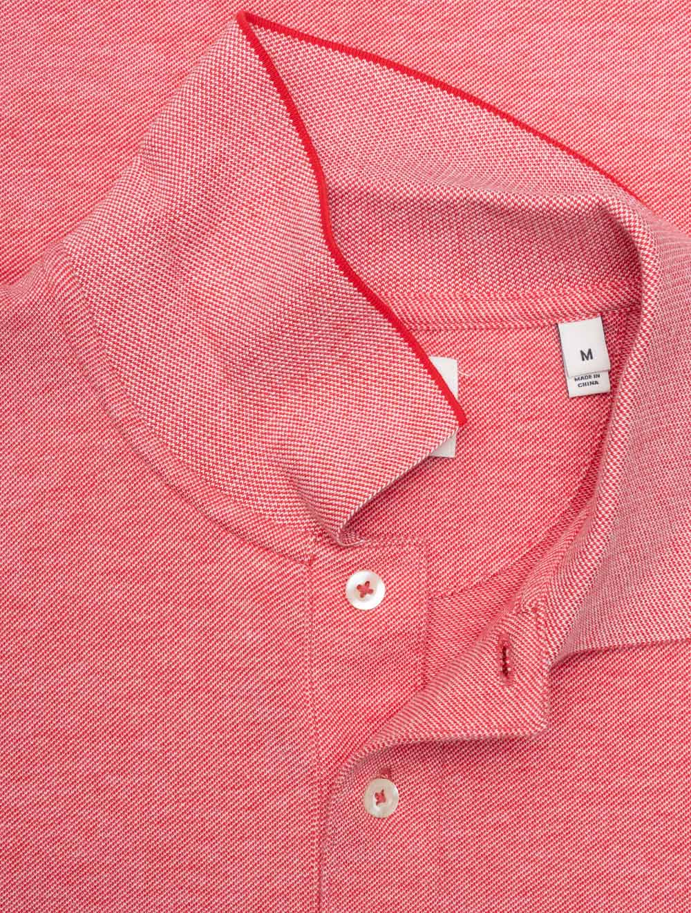 Two-Tone Short Sleeve Polo Rose Red