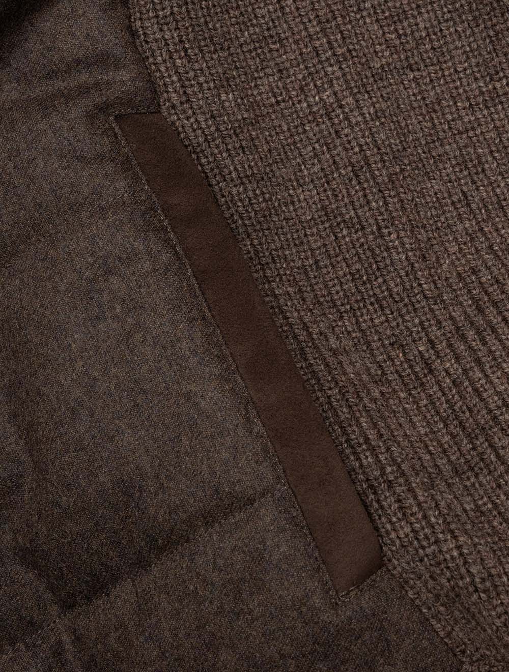 Veste en maille matelassée à fermeture éclair intégrale marron