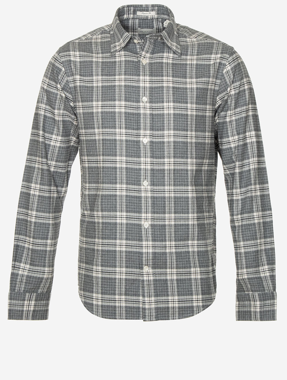 Regular Fit Check Shirt in Dark Grey Melange