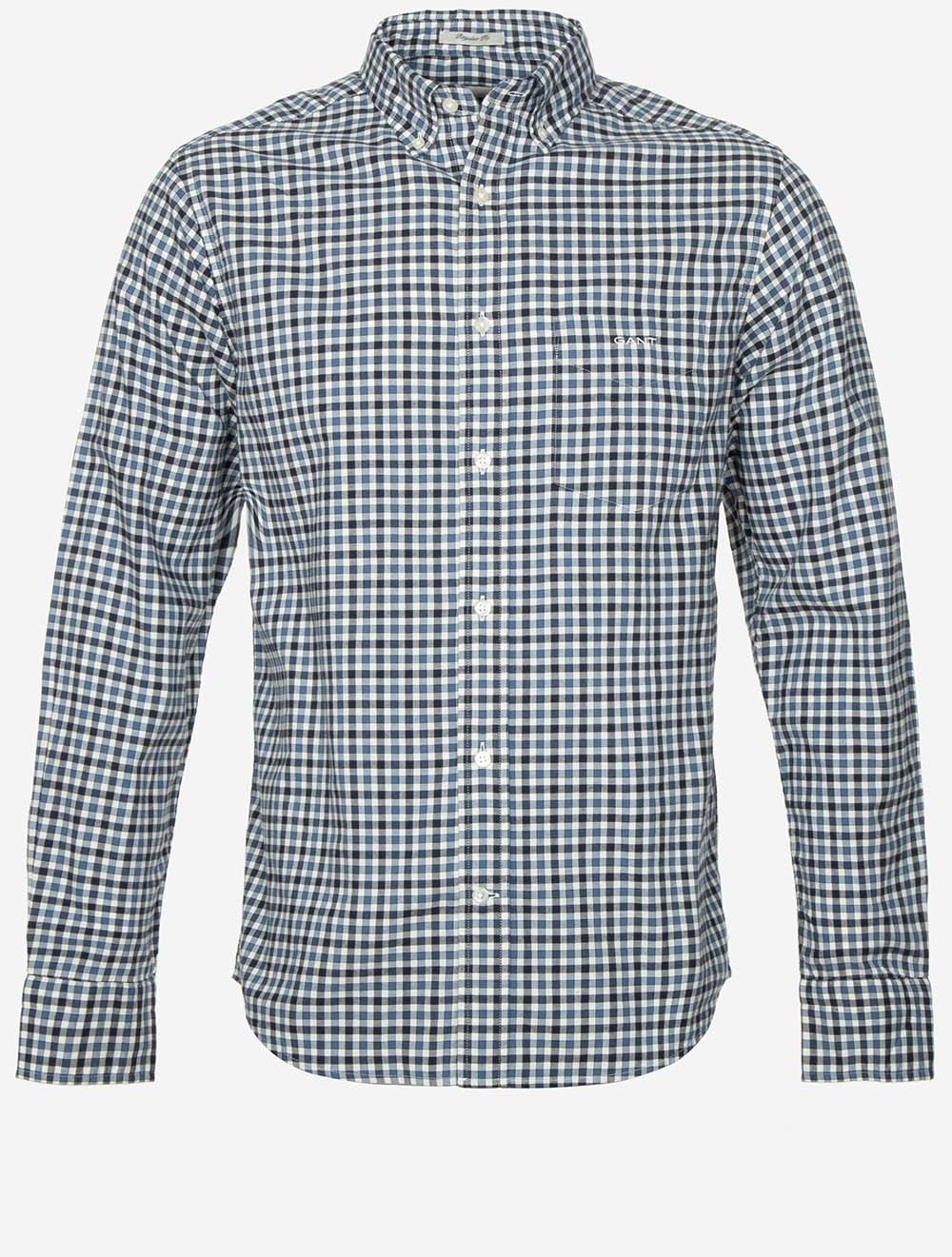 Regular Fit Twill Gingham Shirt Naval Blue
