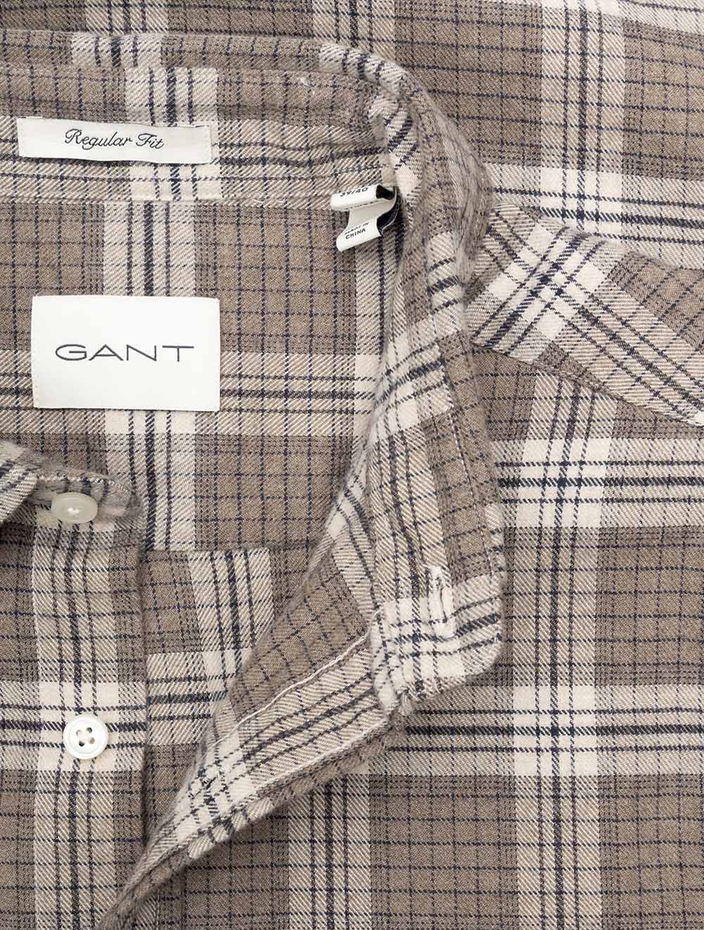 Regular Fit Check Shirt Dark Hazelnut Melange