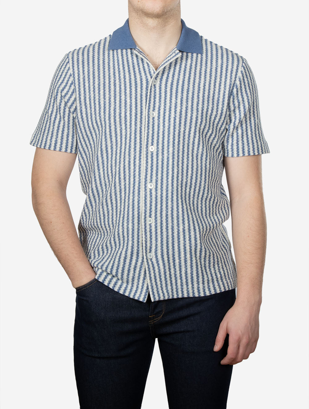 Stripe Knitted Shirt Blue