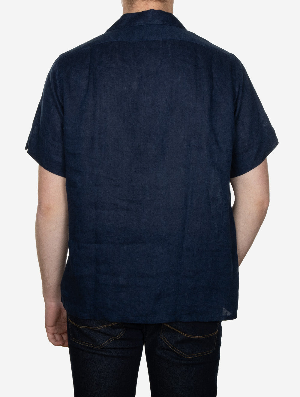 Linen Short Sleeve Camp Shirt Navy