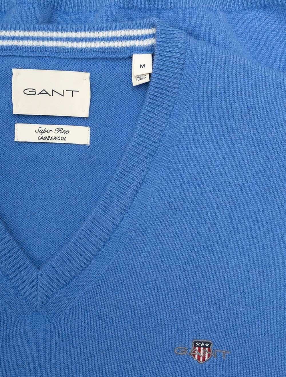 Superfine Lambswool V-Neck Tartan Perfect Blue