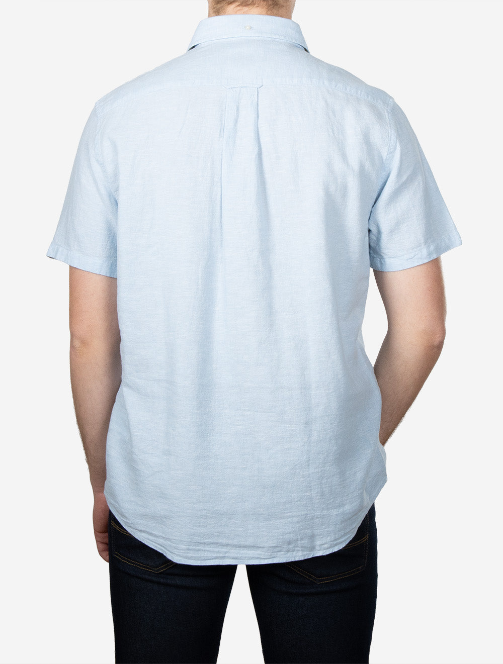Regular Cotton Linen Short Sleeve Shirt Sky Blue